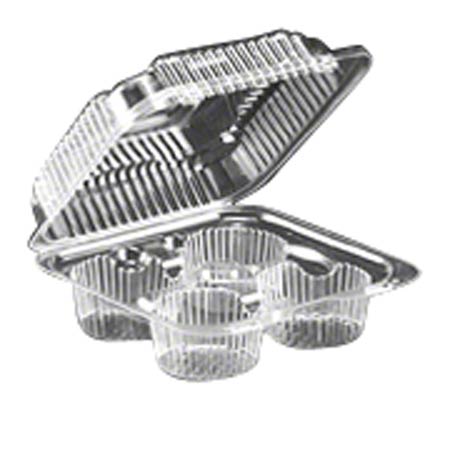 [004240-03] Plastic 4 Count Clear Hinged Muffin Container 288 Per Case