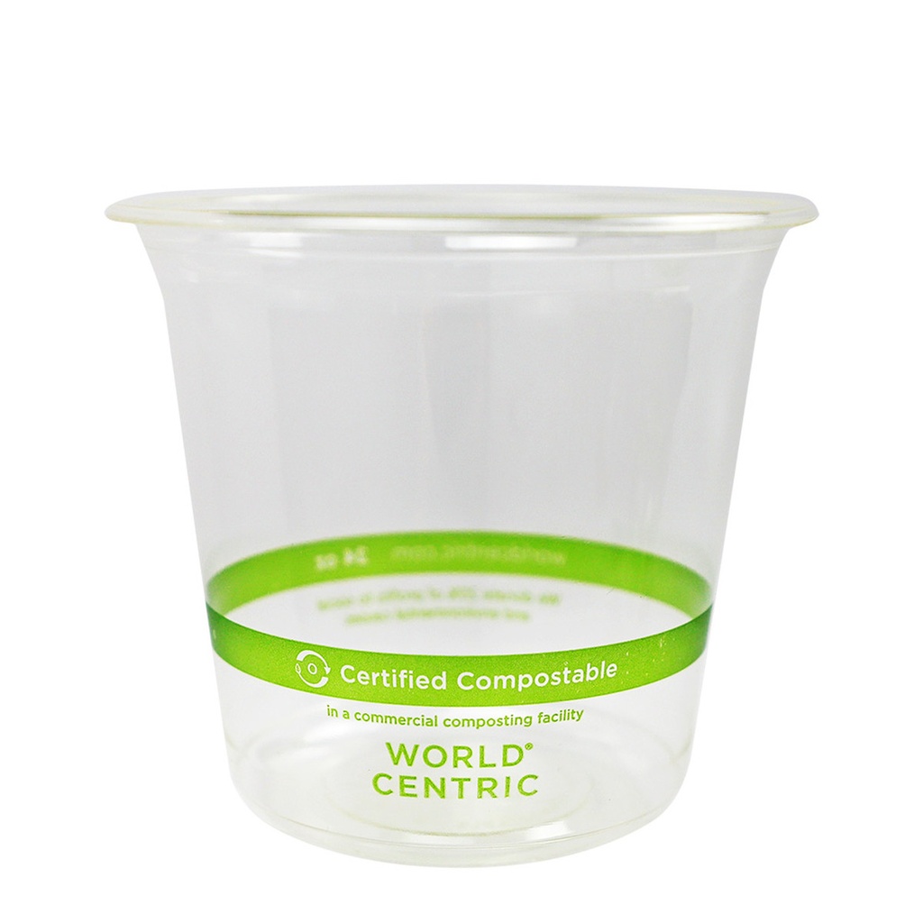 [004058-01] 24 oz Round Deli Container, Color: Clear with green stripe, Material: PLA, Certified Compostable, 500/cs
