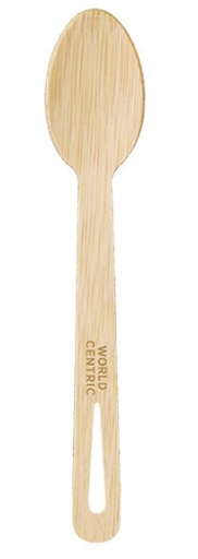 [007013-01] Wooden Spoon, Length: 6.7", Material: Bamboo, Color: Natural, Compostable, 2000/cs