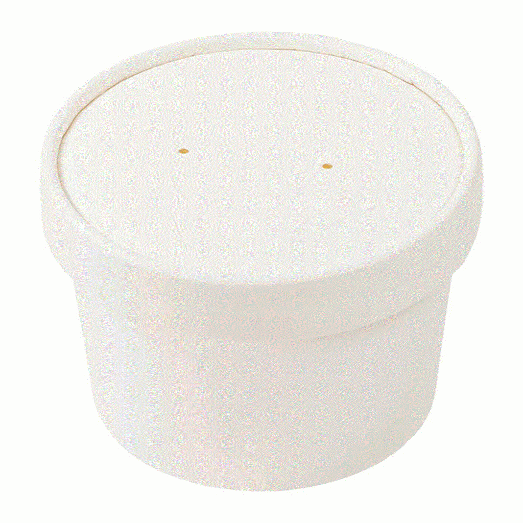 [004210-03] 8 oz Hot Food Container / Soup Container, Base and Lid Combo Pack, Material: Plastic Coated Paper, Color: White, 250 Sets/Cs