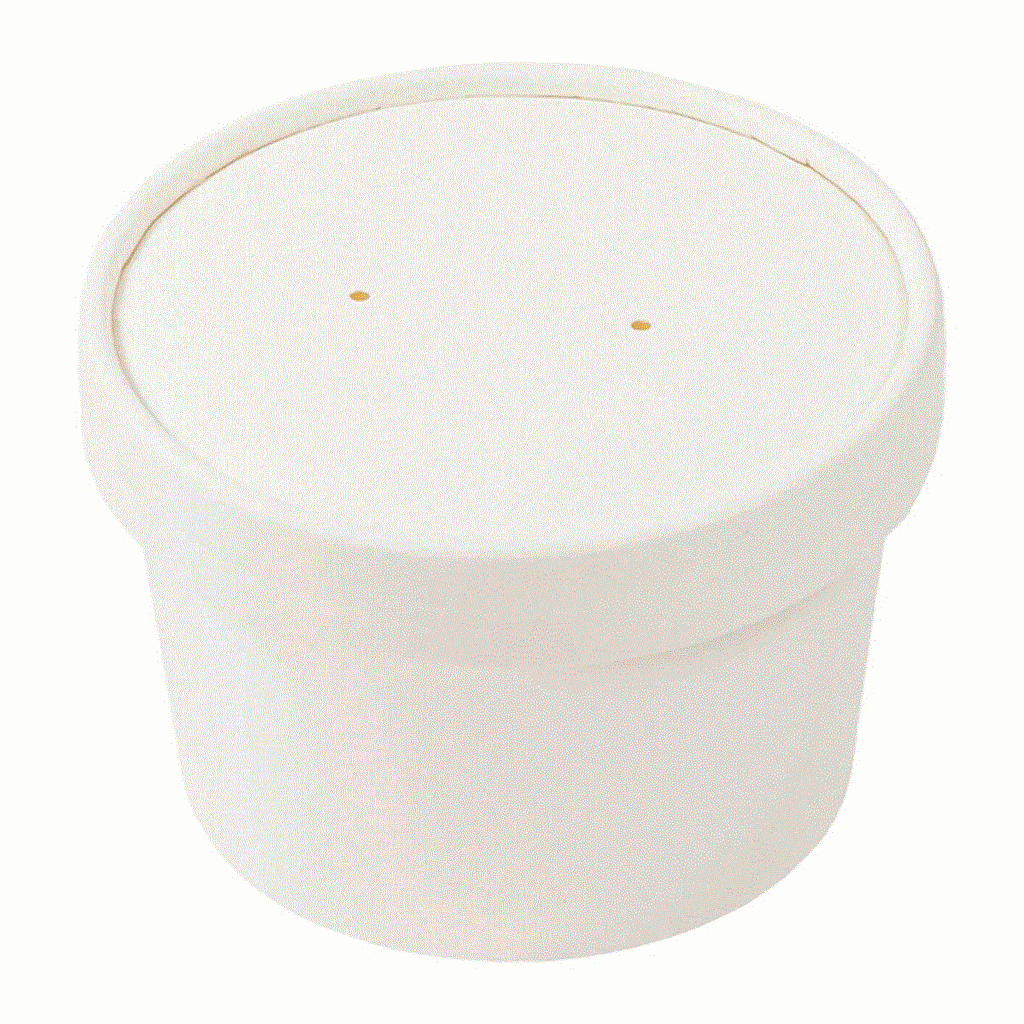 [004210-08] 8 oz Hot Food Container / Soup Container, Base and Lid Combo Pack, Material: Plastic Coated Paper, Color: White, 250 Sets/Cs