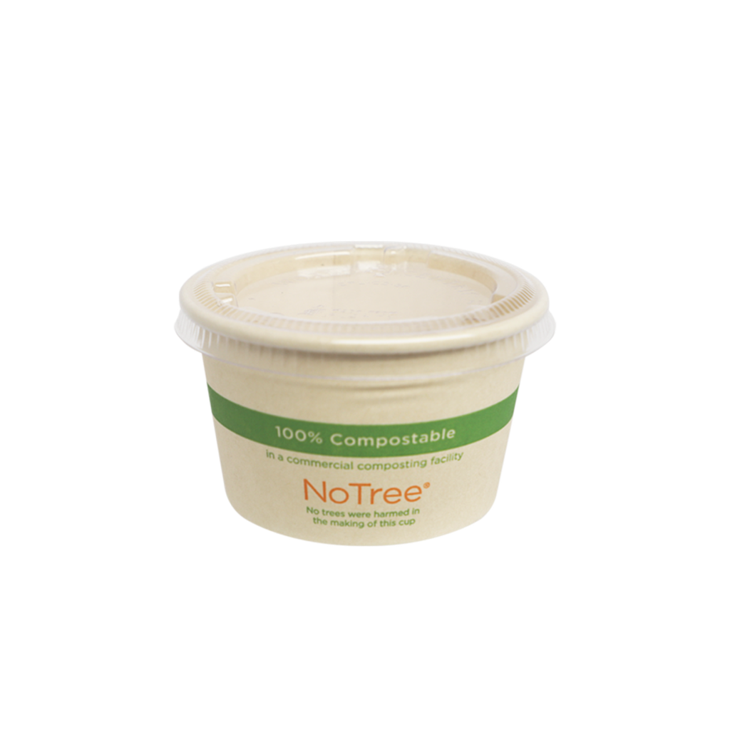 4 oz NoTree Portion Cup Lid, Material: PLA, Compostable, 1000/cs