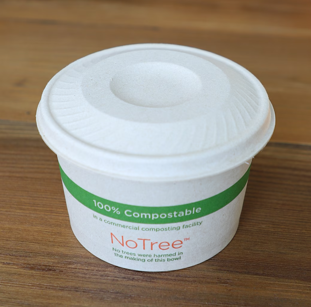 Fiber Lid for 8 oz NoTree Hot Food Container / Soup Container, Color: Kraft, Certified Compostable, 1000/cs