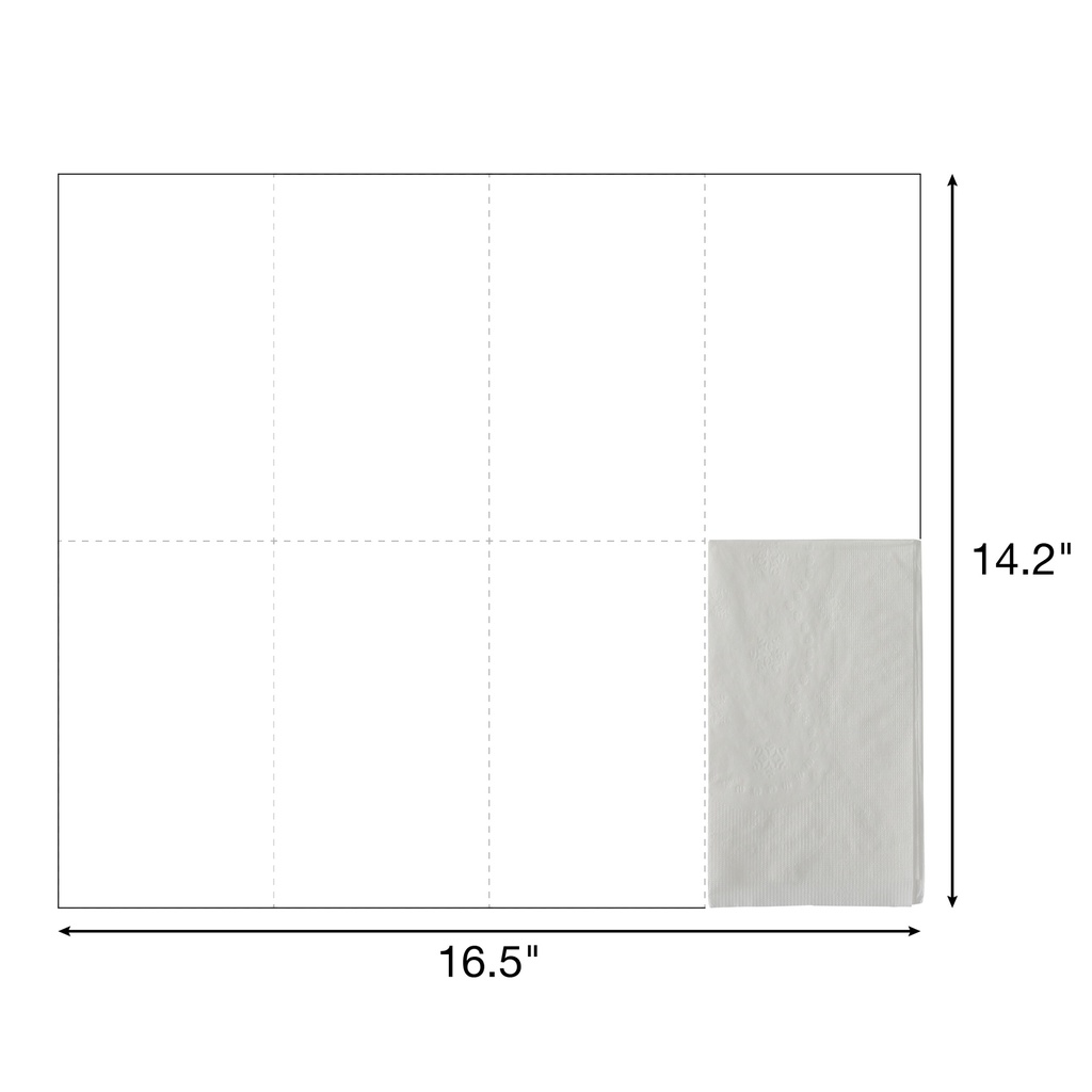 Dinner Napkin, 2-ply, Color: White, Size: 14.2"x16.5", 1/8 Fold, 3000/cs