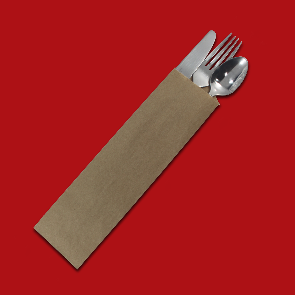 Silverware Bag, Material: Kraft Paper, Color: Natural, Compostable, 2000/cs