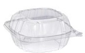 Food Container with Hinged Lid, 1 Compartment, 6"X5.8"X3", Color: Clear, Material: OPS (Oriented Polystyrene), Container Base Capacity: 19.8 fl oz, 125 Containers/Bag; 4 Bags/Cs; 500 Containers/Cs