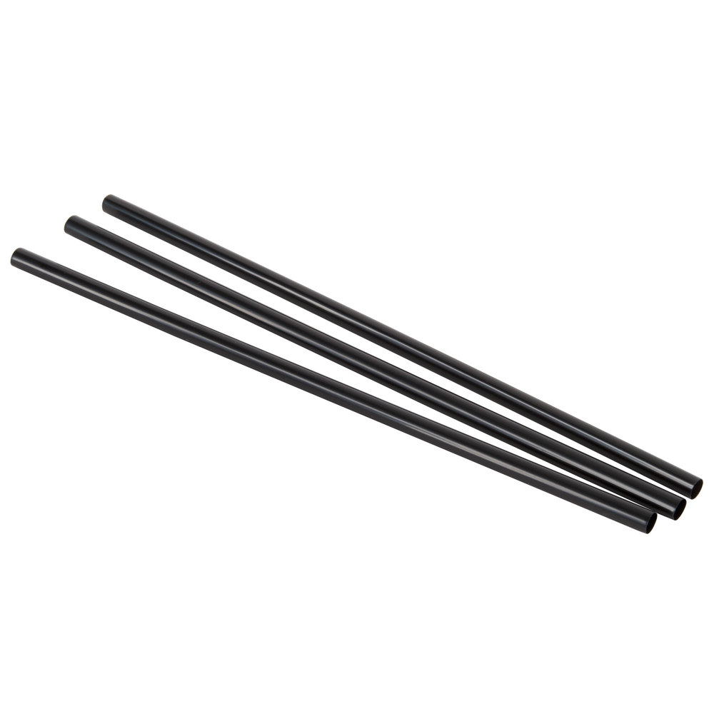 Jumbo straw, Length: 7.75", Color: Black, Material: Plastic, Unwrapped, 12000/cs