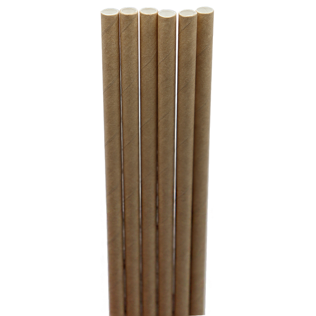 [005034-01] Jumbo straw, Length: 8", Unwrapped, Color: Natural, Material: Paper, Compostable, 6000/cs