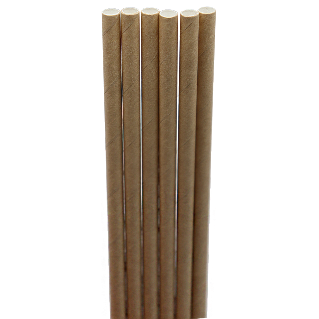 Jumbo straw, Length: 8", Unwrapped, Color: Natural, Material: Paper, Compostable, 6000/cs
