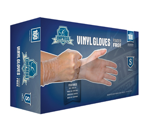 Vinyl Gloves, Powder Free, Size: Small, Color: Clear, 100/box, 10 boxes/case 1000/case