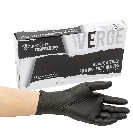Nitrile Gloves, Powder Free, Size: Medium, Color: Black, 1000/cs