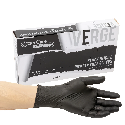 Nitrile Gloves, Powder Free, Size: Medium, Color: Black, General Purpose, Thickness: 3 Mil, 1000/cs