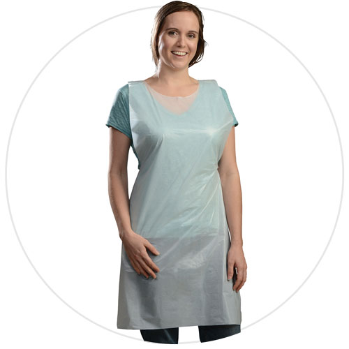 Aprons, Size: 28"X46", Medium-Duty; Thickness: 1 Mil, Color: White, Material: Polyethylene, 1000/cs