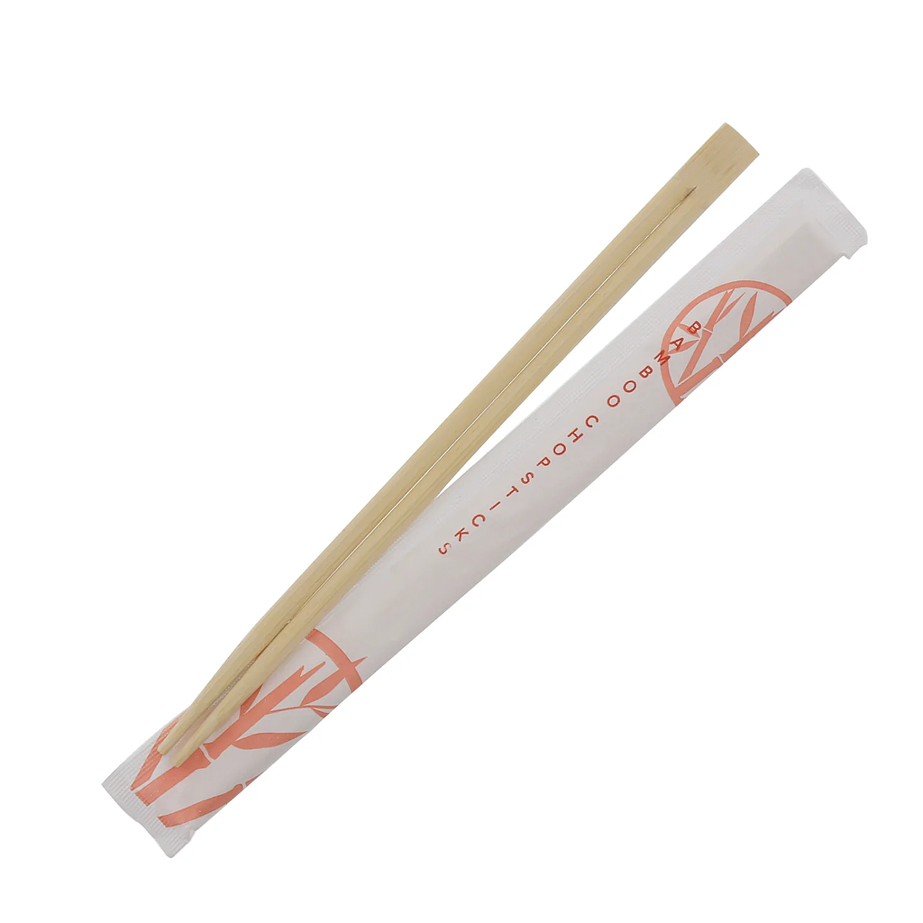 Chopsticks, Size: 9", Material: Bamboo, Paper Wrapped, Compostable, 1000/cs