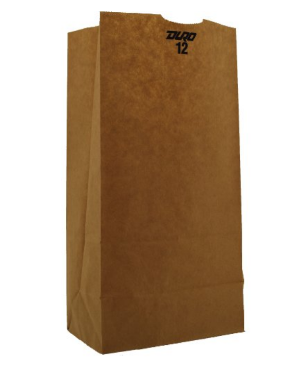 12# Grocery Paper Bag, Size: 7.06"x4.5"x13.75", Color: Natural, 100% Recycled Paper, 500/cs