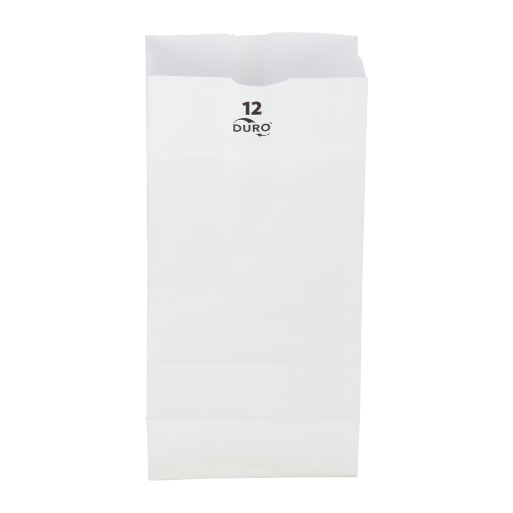 12# Grocery Bag, Color: White, Size: 7.06"x4.50"x13.75", Material: 40# Paper, Certified Compostable, 100% Recyclable, 500 Bags Per Case