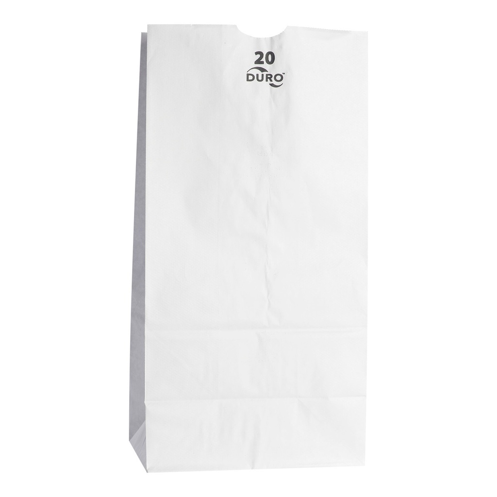 20# Grocery Bag, Color: White, Size: 8.25"x5.31"x16.12", Material: 40# Paper, Certified Compostable, 100% Recyclable, 500 Bags Per Case