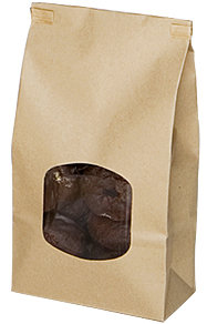 Stand Up Window Bag with Tin Tie Closure, 2 lb., Size: 6"x2.75"x 9.5", 500 Per Case