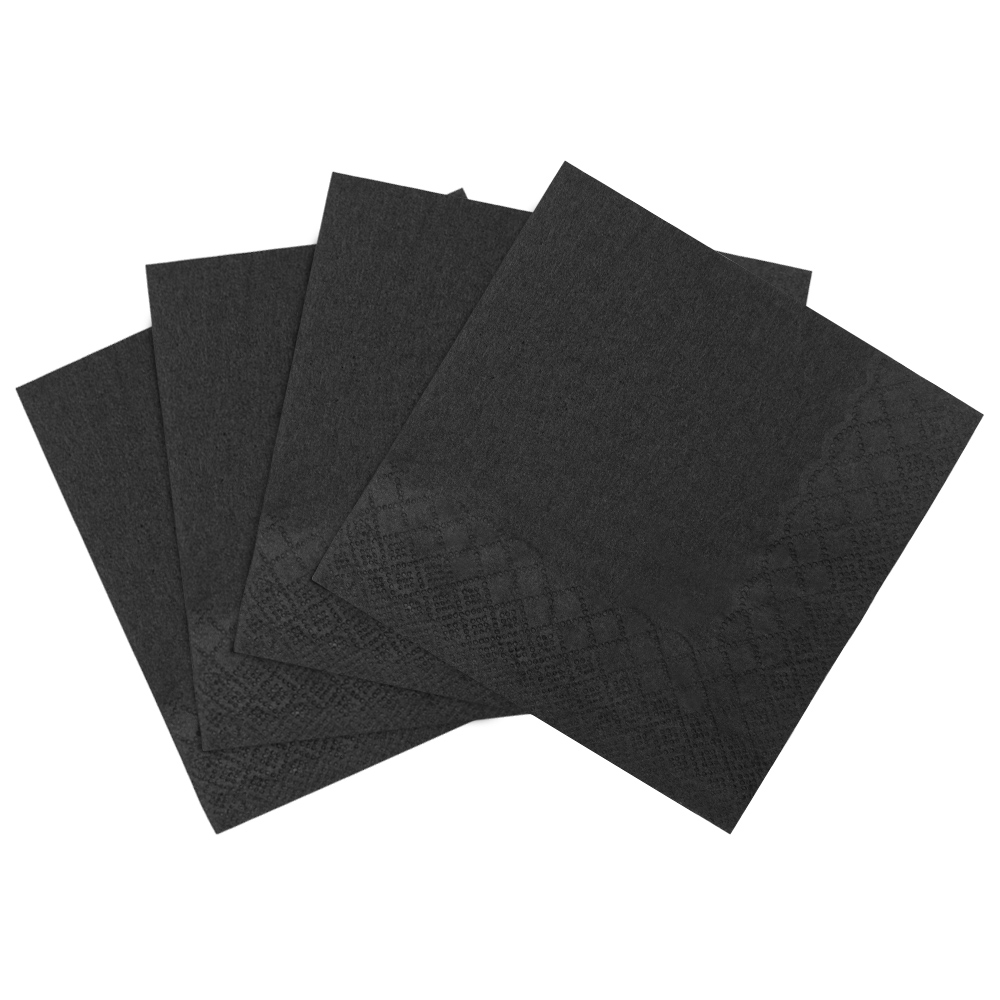 Beverage Napkin, 2-ply, Size: 9.5"x9.5", Color: Black, 1000/cs