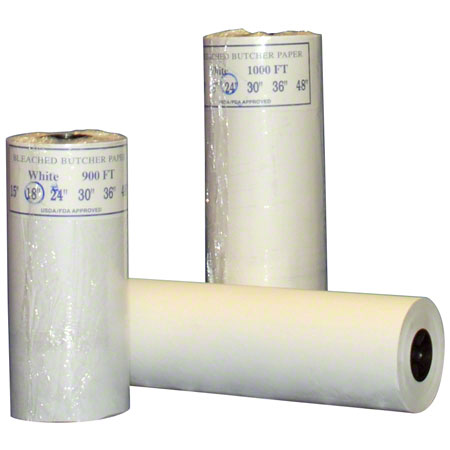 Butcher Paper Roll, Size: 24"x900', Color: White, uncoated paper, FDA approved, Basis Paper Weight: 40#, Each