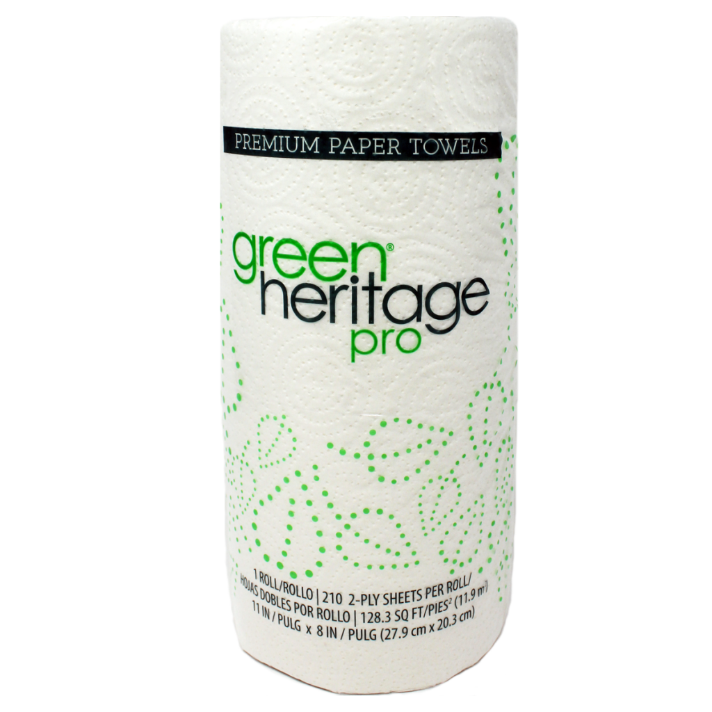 Kitchen roll towel, Color: White, Size: 11"x8", 2-ply, Made from 100% recycled fiber, Green Seal Certified, 85 sheets/roll; 30 rolls/cs