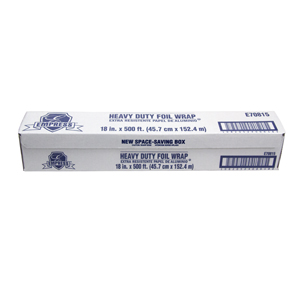 Aluminum Foil in Cutter Box, 18"X500', Heavy Duty, Color: Silver, 1 Roll/Box