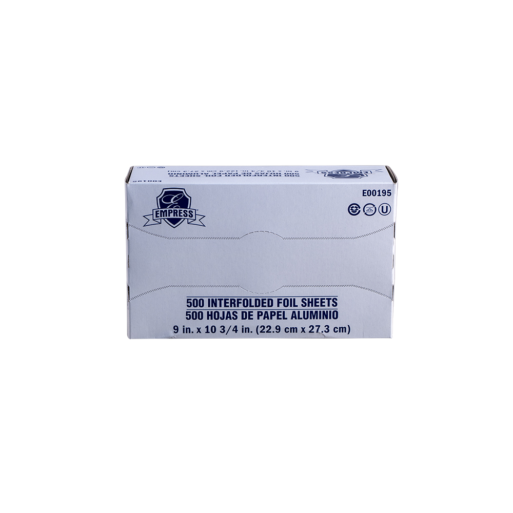 [016031-03] Interfolded Aluminum Foil Sheets, Size: 9"X10.75", Color: Silver, Pop-Up Dispenser Box, 500 Sheets/Box; 6 Boxes/Cs; 3000 Sheets/Cs