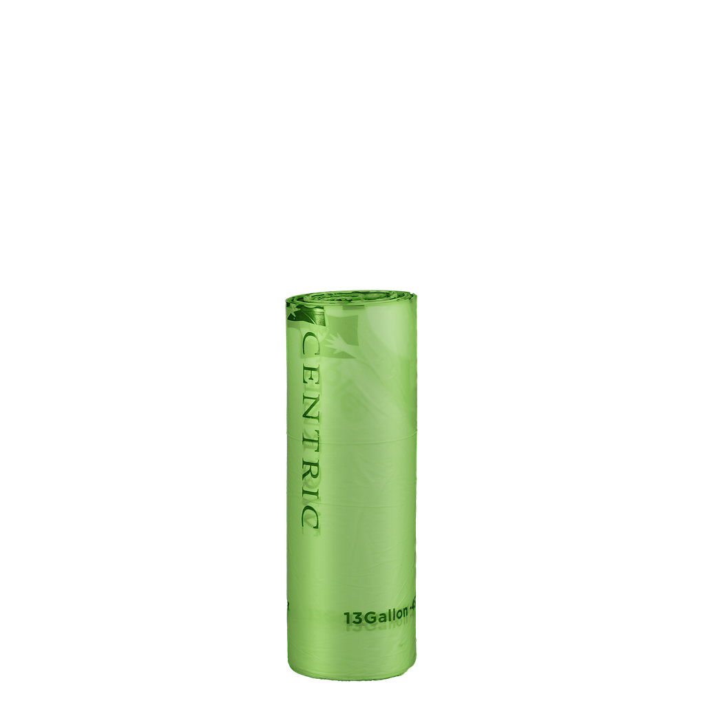 Can Liner, 23"x29", 0.6 mil Thickness, Color: Green, 13 Gallon Capacity, Coreless Rolls, Compostable, 200/cs
