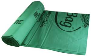 Compostable Can Liner, Size: 24"X32", Capacity: 13 Gallons, Thickness: 0.88 Mil, Color: Green with "BioBag" Print, Made with Starches of GMO Free Crops, 140/Cs