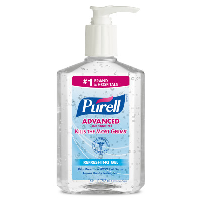 Purell Gel Hand Sanitizer, Size: 8 fl oz, Table top pump bottle, Color: Clear, 12/cs
