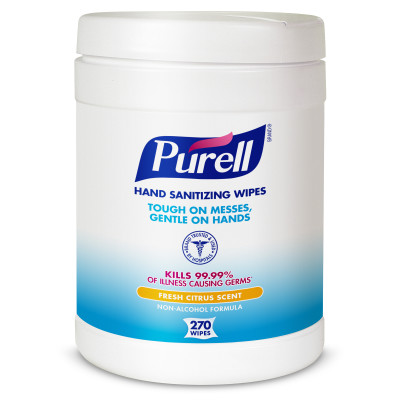 Hand Sanitizing Wipes Canister, Alcohol-Free, 6"x6.75”, Fresh Citrus Scent, 270 wipes per canister, 6 canisters/cs, 13.5 lb