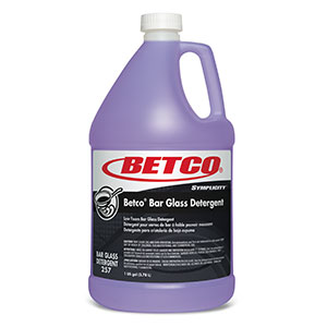 Liquid Bar Glass Cleaner Detergent, Low Sudsing, For Use with Manual or Electric Glass Washers, Color: Purple, 1 Gallon Bottle; 4 Bottles/Cs
