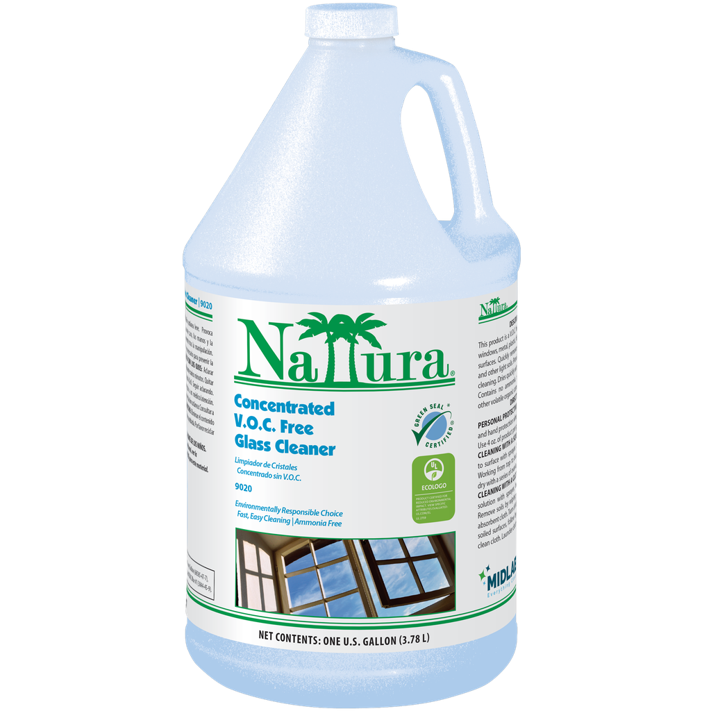 V.O.C. Free Concentrated Glass Cleaner, Ammonia Free, Green Seal Certified, EcoLogo Certified, 1 Gallon Bottle; 4 Bottles per case