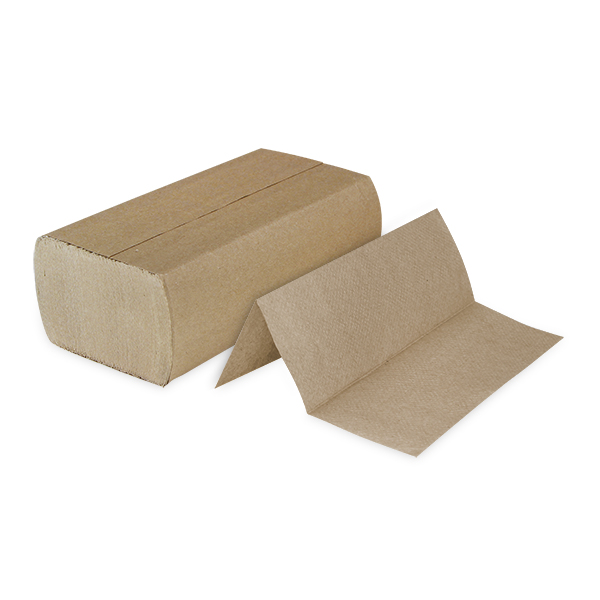 Multi-Fold Towel, Color: Natural, 9"X9.5" Sheets, Embossed, Made with 100% Recycled Fibers: 80% Post-Consumer & 20% Pre-Consumer, 250 Towels/Pack; 16 Packs/Cs; 4000 Towels/Cs