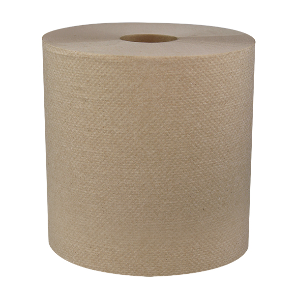 [021013-03] Hard Wound Roll Towel, Color: Natural, Embossed, 7.875" Wide, Made with 100% Recycled Fibers: 80% Post-Consumer & 20% Pre-Consumer, 800'/Roll; 6 Rolls/Cs