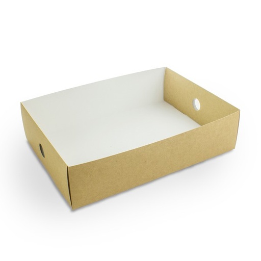 Platter box half insert, 4.5"x12.2"x3.15", Compostable, Sustainable paper board with grease resistant coating, Kraft, 50/cs, Special Order / Non-refundable, 8.8lbs