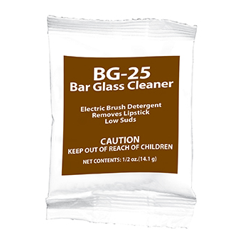 Powdered bar glass cleaner detergent, Low foaming, For electric & manual brush use, 0.5 oz packets; 100/cs