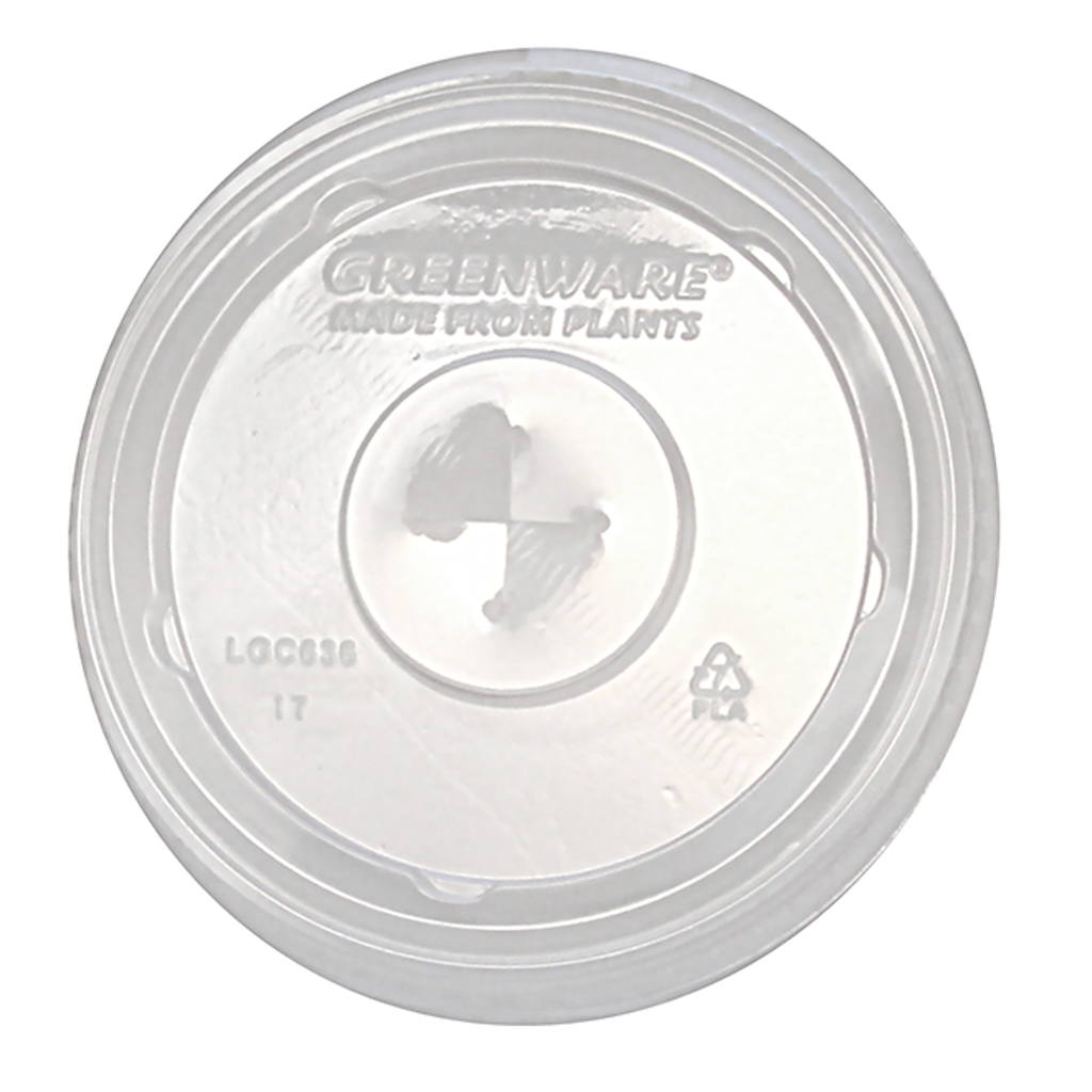 [002061-03] *SPECIAL ORDER ITEM* Clear flat lid with straw slot for 32 oz PLA cold cups, Material: PLA, Color: Clear, Compostable, 1000/cs *ESTIMATED DELIVERY TIME 2-3 WEEKS* (NOT RETURNABLE)