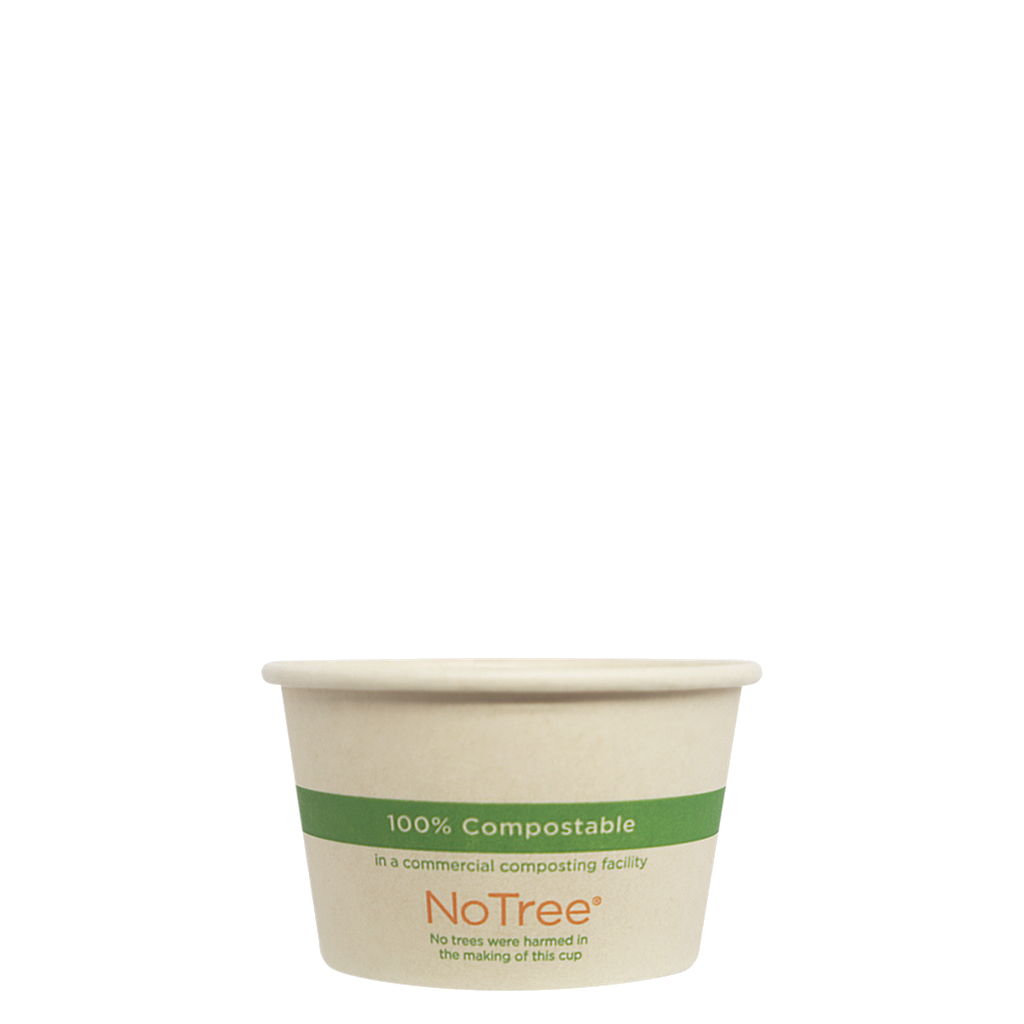 4 oz NoTree Paper Portion Cup,Natural, Compostable, Fiber, 1000/cs