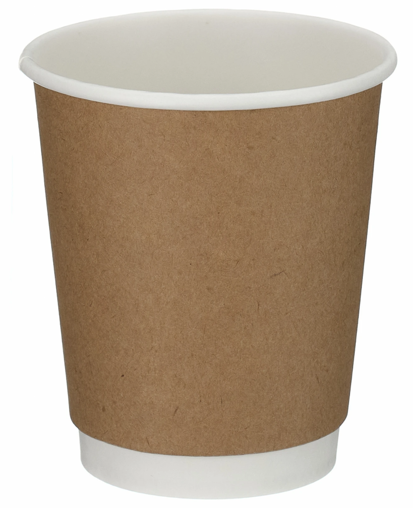 8 oz Double Wall Hot Cup, Color: Kraft, Material: PE Lined Paper, 500/cs