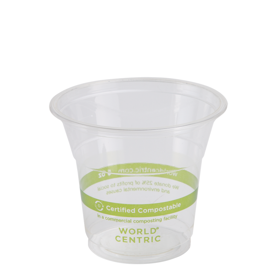 [002005-01] *SPECIAL ORDER ITEM* 5 oz Cold Cup, Color: Clear with green stripe, Material: PLA, Compostable, 2000/cs *ESTIMATED DELIVERY 6-8 WEEKS* (NOT RETURNABLE)