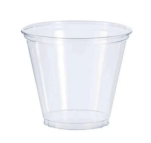 9 oz DRINK ECO 30% Recycled Cold Cup, Squat, Color: Clear, Material: 30% Post Consumer Recycled PET, 100% Recyclable, 1000/cs