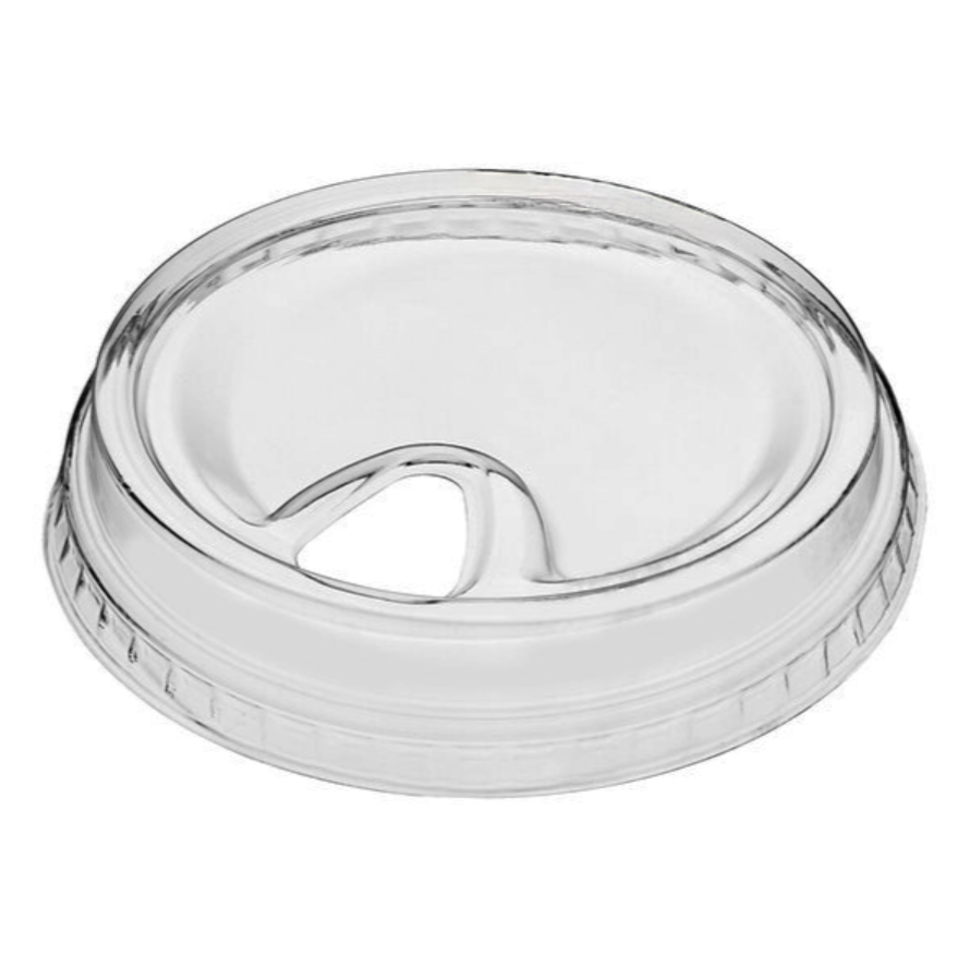Sip Lid, DRINK ECO, Fits 16 oz, 20 oz & 24 oz DRINK ECO 30% recycled cold cups, Color: Clear, Material: 30% Post Consumer Recycled PET, 100% Recyclable, 1000/cs
