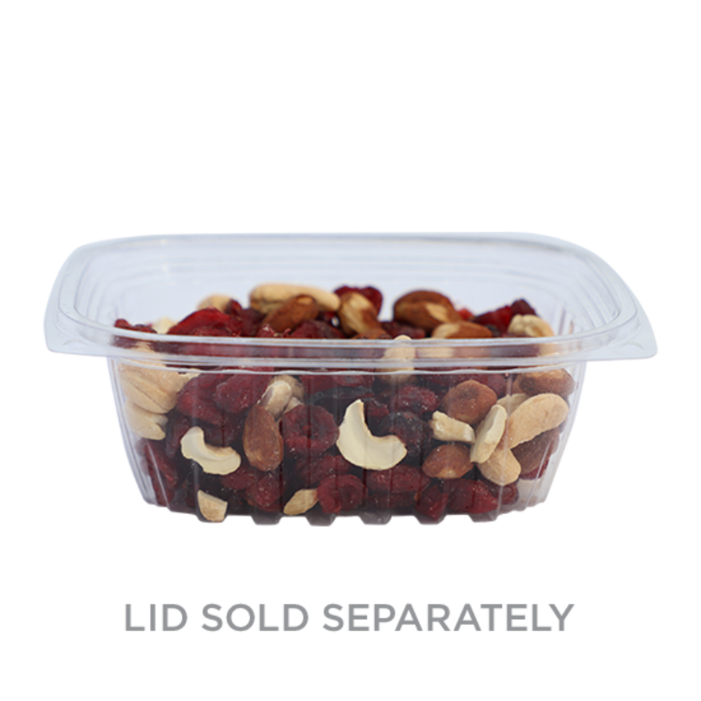 [004062-01] 12 oz Rectangular Deli Container, Color: Clear, Material: PLA, Compostable, 900/cs - Lid 004064-01 sold separately
