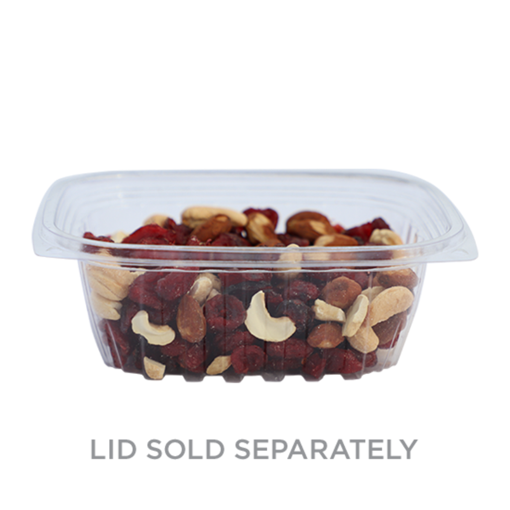 12 oz Rectangular Deli Container, Color: Clear, Material: PLA, Compostable, 900/cs - Lid 004064-01 sold separately