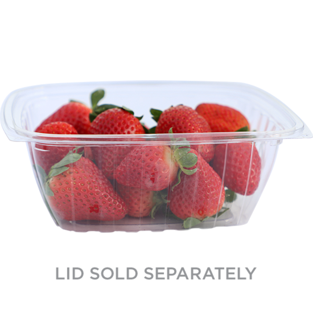 [004252-01] 32 oz Rectangular Deli Container, Color: Clear, Material: PLA, Compostable, 600/cs - Lid 004257-01 sold separately