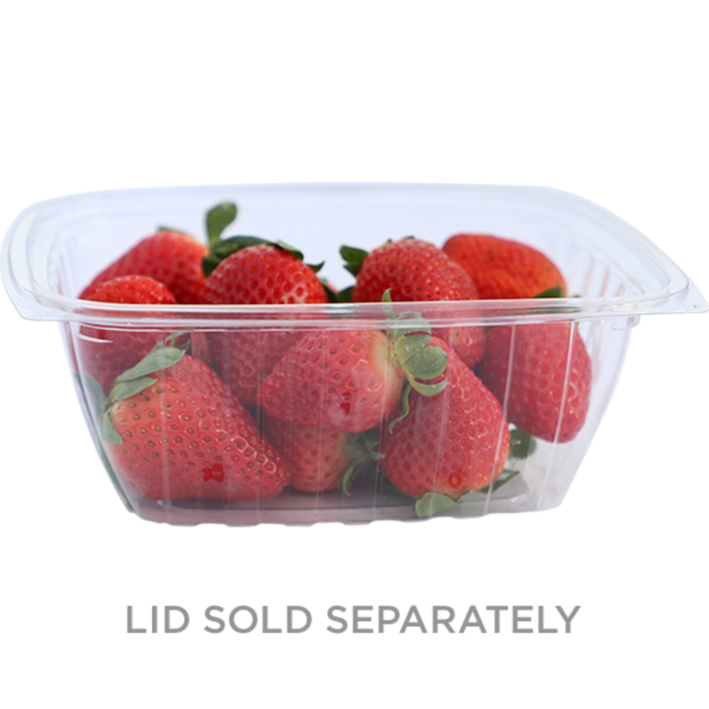 32 oz Rectangular Deli Container, Color: Clear, Material: PLA, Compostable, 600/cs - Lid 004257-01 sold separately