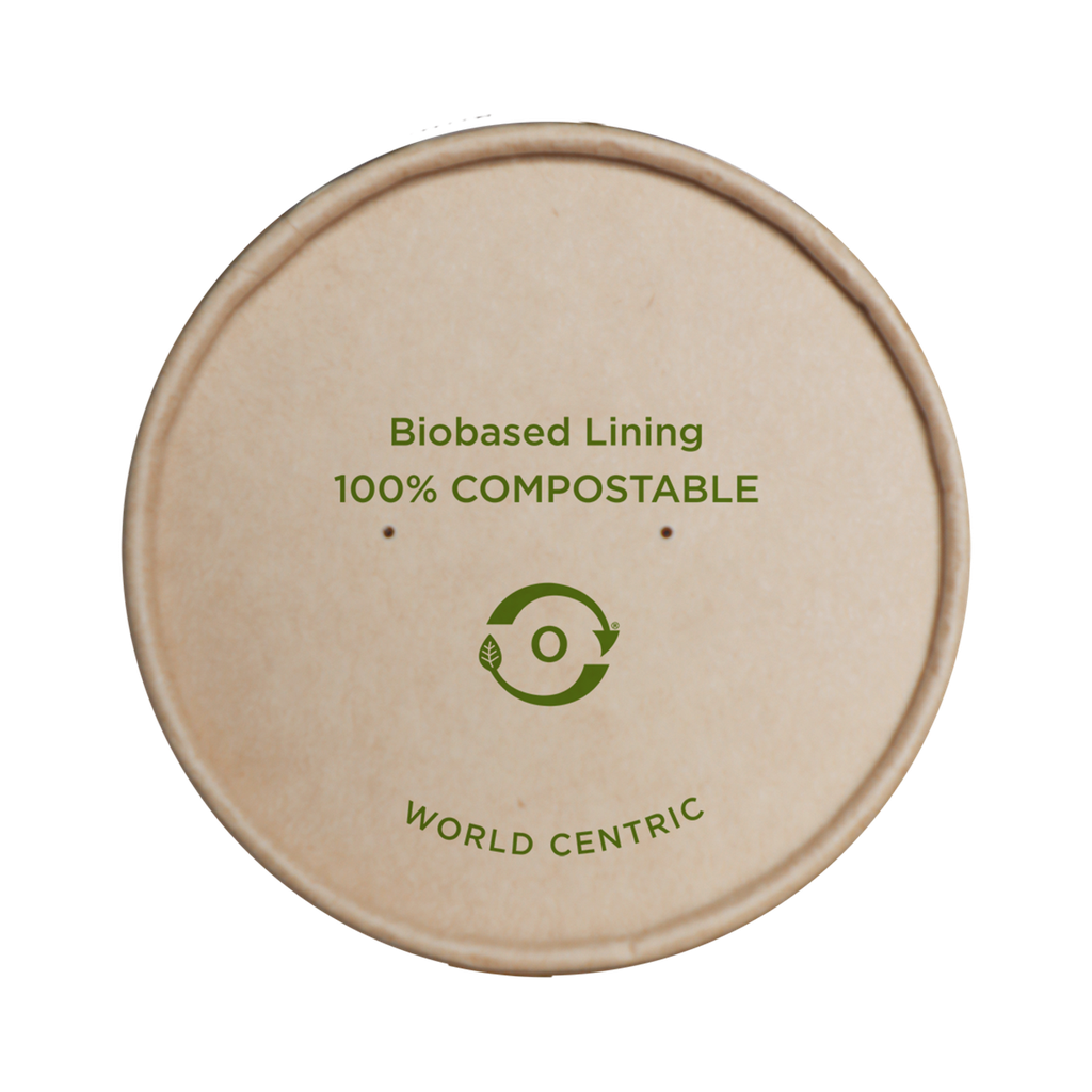 Paper Lid for 16 oz & 32 oz NoTree Hot Food Container / Soup Container, Color: Kraft, Certified Compostable, 500/cs