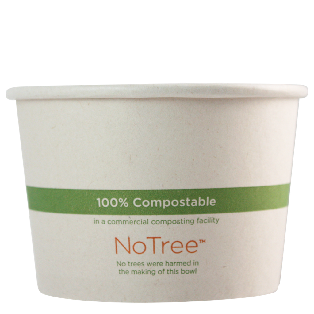 16 oz NoTree Hot Food Container / Soup Container, Color: Kraft, Certified Compostable, 500/cs