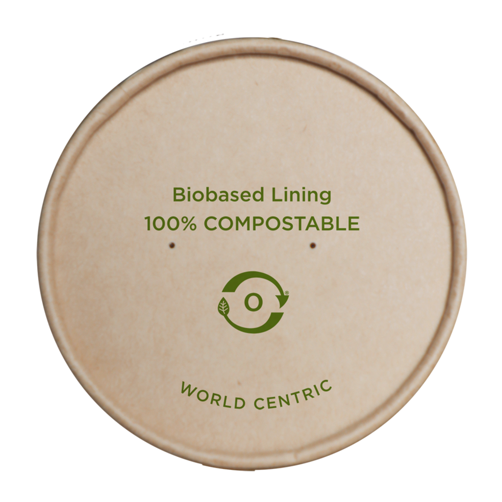Paper Lid for 8 oz NoTree Hot Food Container / Soup Container, Color: Kraft, Certified Compostable, 500/cs